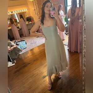 Show Me Your Mumu - Claire Midi Dress (moss green crisp) Size Medium